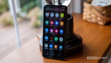 samsung galaxy a02s upright on a table