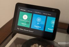 Amazon Echo Show 8 side profile with smarthome controls