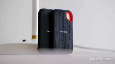 Sandisk Extreme Portable SSD 2 on table upright