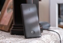 anker powercore slim pd leaning on lamp