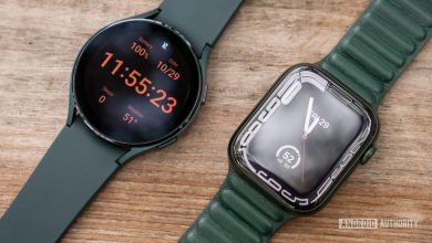 apple watch series 7 vs samsung galaxy watch 4 display watch face on table 1 scaled